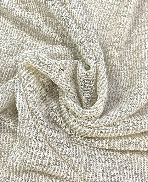 Трикотаж тонкая вязка серебро молочный